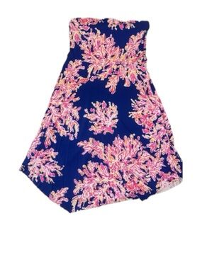 Lilly Pulitzer Royal Blue Dress with Pink and Orange Coral Motif